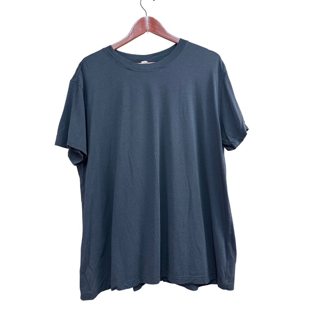 Lululemon Womens T-Shirt Size 10 Black Cotton Blend Crew Neck Casual Top